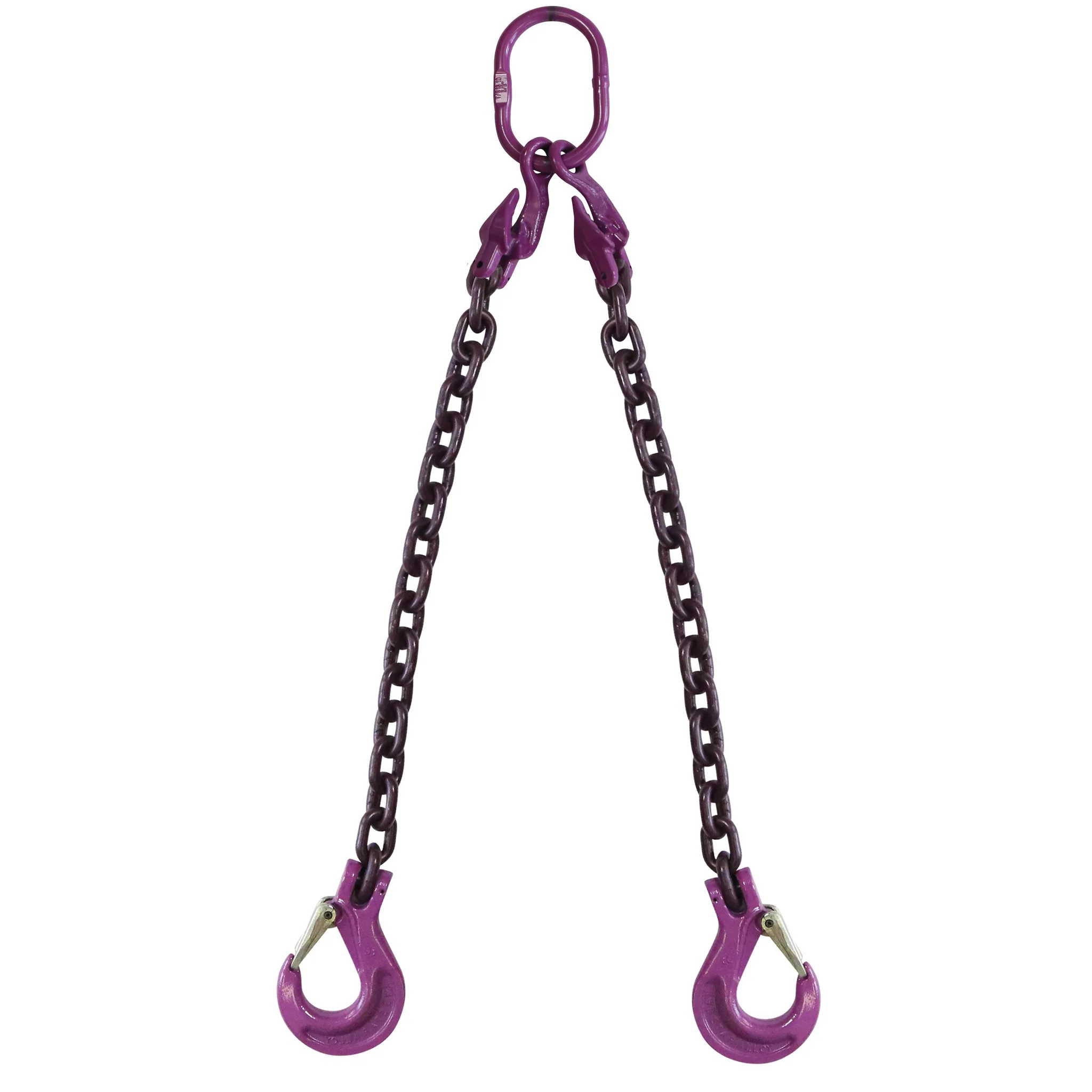 3/8" x 5' Adjustable 2 Leg Chain Sling w/ Sling Hooks - Grade 100
