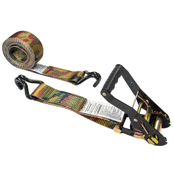 2" x 30' Camo Ratchet Strap with Wire / Double J Hooks