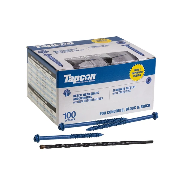 Tapcon 1/4" x 6" Blue Concrete Screw, Hex Head - Climaseal | Qty. 100