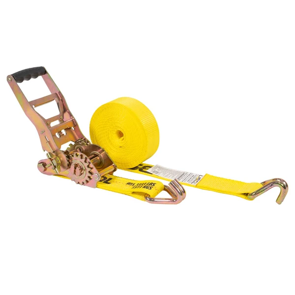 2" x 80' Gear-Driving Reverse-Action Ratchet Strap with Wire Hooks | Yellow