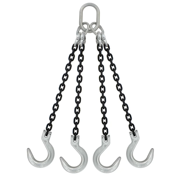 5/16" x 4' Domestic 4 Leg Chain Sling with Crosby Foundry Hooks - Grade 100