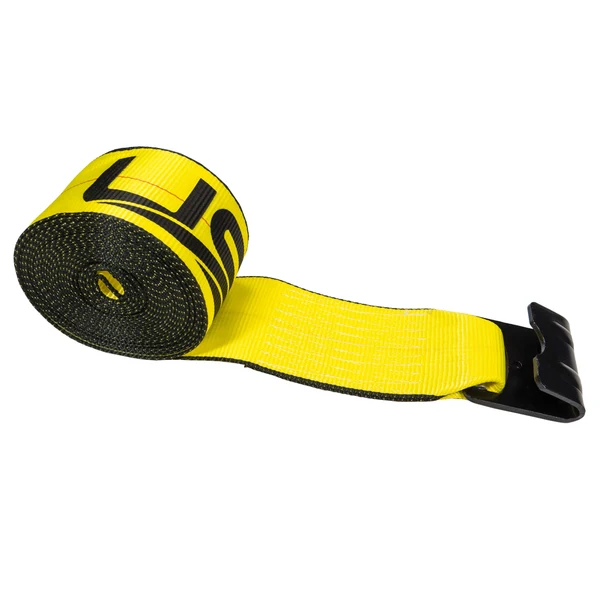 4" x 60' Winch Strap with Flat Hook | Yellow