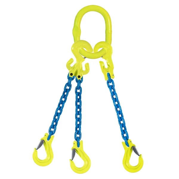 5/16" x 20' Adjustable 3 Leg Chain Sling w/ Gunnebo Chain and Sling Hooks - Grade 100