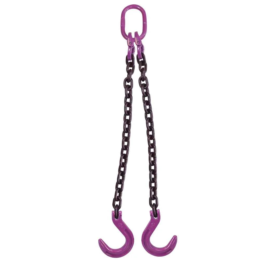 1/2" x 12' 2 Leg Chain Sling w/ Foundry Hooks - Grade 100