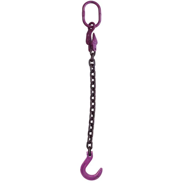 1/2" x 15' Adjustable Single Leg Chain Sling w/ Foundry Hook - Grade 100