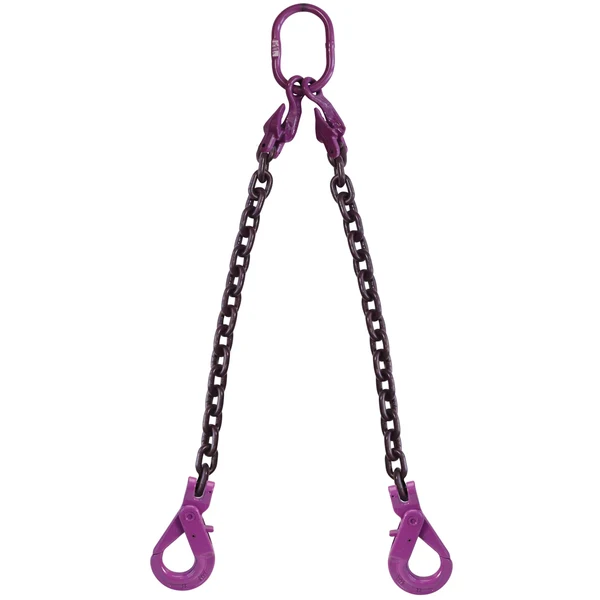 5/8" x 5' Adjustable 2 Leg Chain Sling w/ Self-Locking Hooks - Grade 100