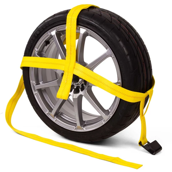 Yellow Adjustable Tow Dolly Strap with 2" Top Strap and Flat Hook