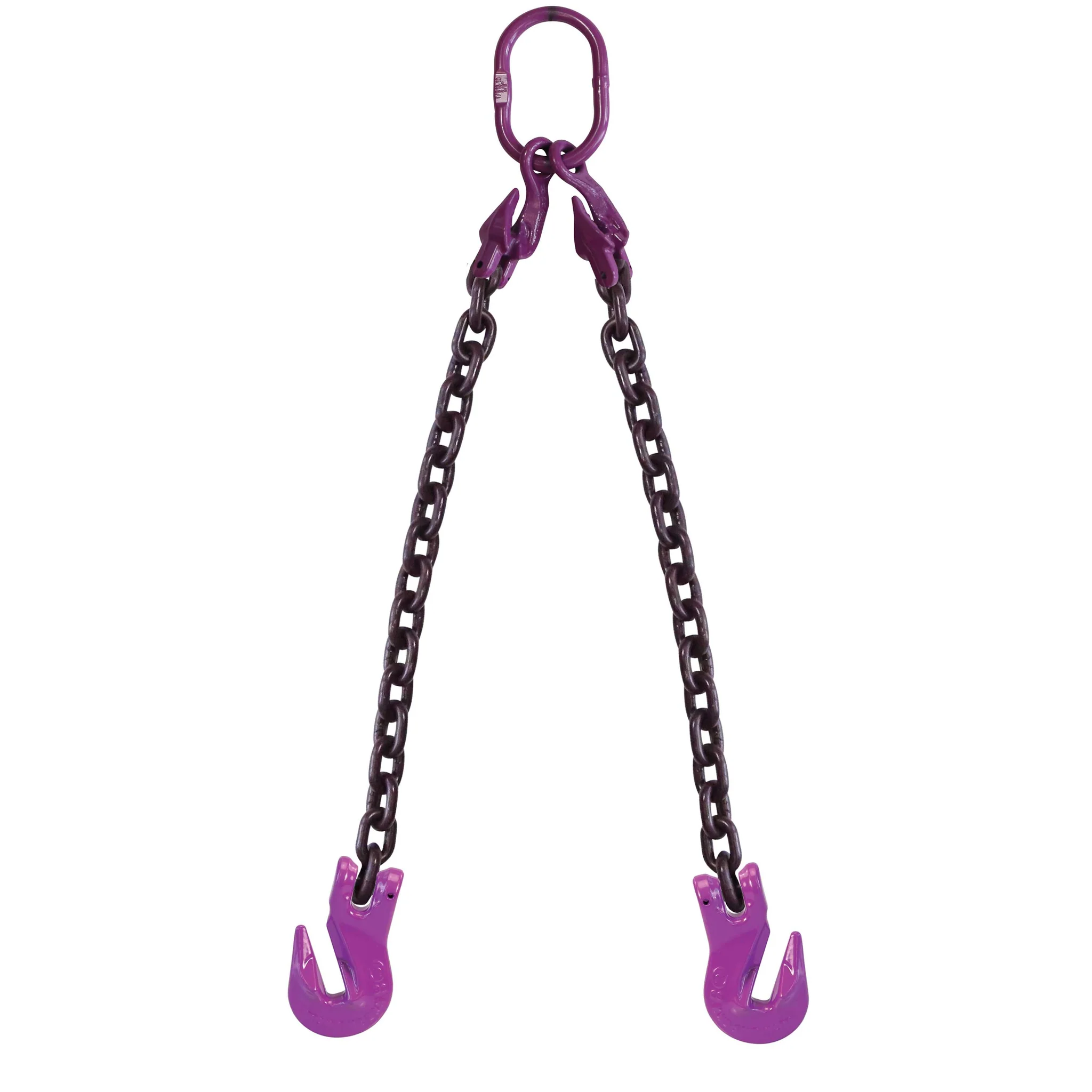 5/8" x 10' Adjustable 2 Leg Chain Sling w/ Grab Hooks - Grade 100
