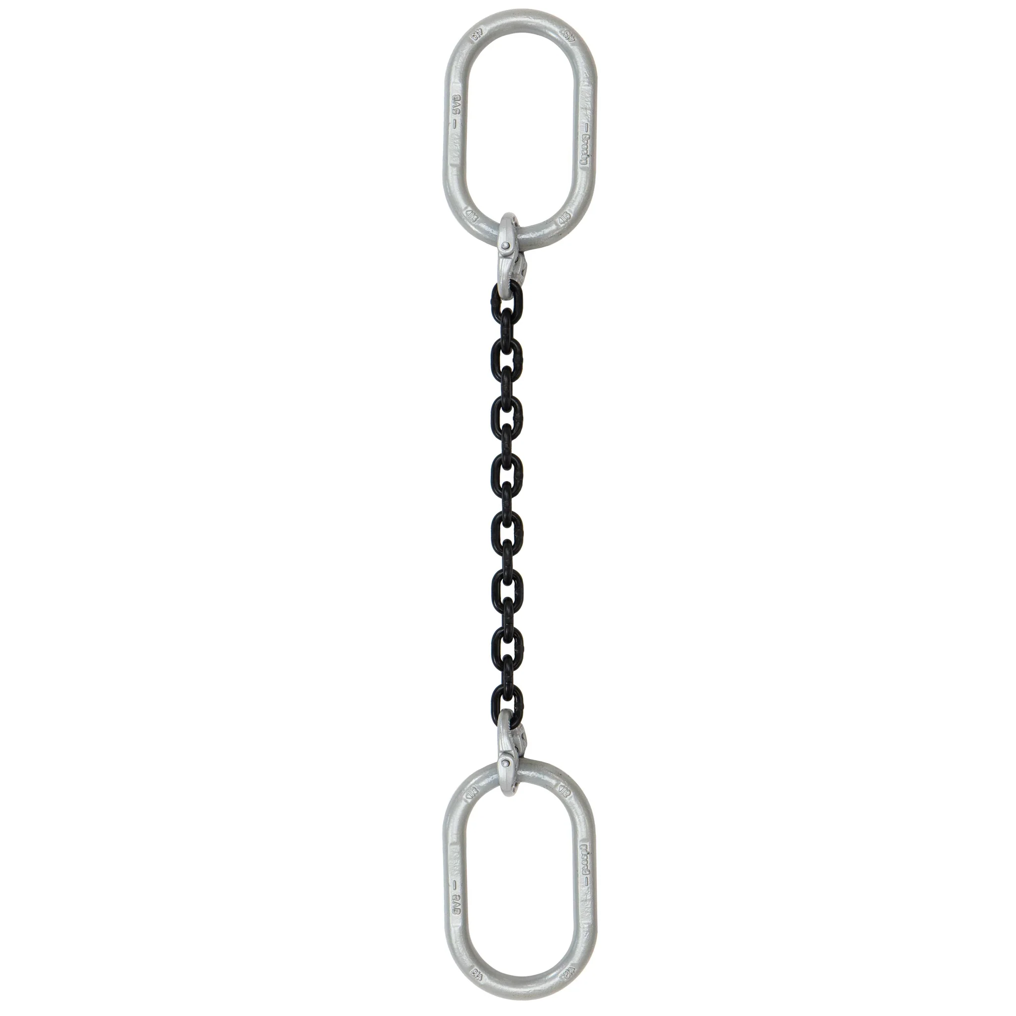 5/16" x 8' Domestic Single Leg Chain Sling with Crosby Oblong Master Links - Grade 100