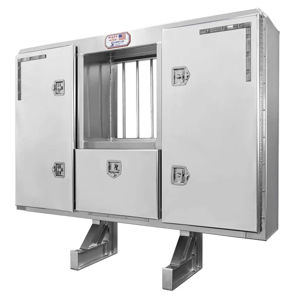 68" x 80" 3-Door Split Enclosed Headache Rack | Bar Window