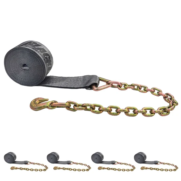 BlackLine 4" x 37' Winch Strap with 34" Chain Extension | 5-Pack
