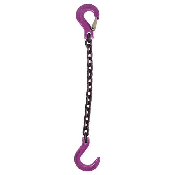 3/8" x 16' Single Leg Chain Sling w/ Sling & Foundry Hooks - Grade 100