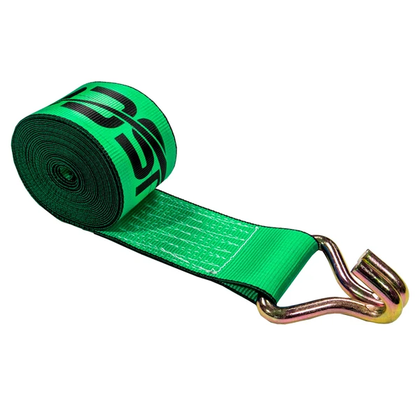 4" x 50' Winch Strap with Wire Hook | Green