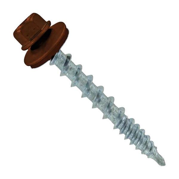 ST Fastening #10 x 1-1/2" Kwikseal Woodbinder Metal Roofing Screw - Brown, Pkg 250
