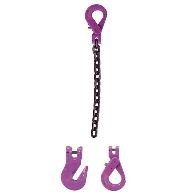 9/32" x 3' Single Leg Chain Sling w/ Self-Locking & Self-Locking Hooks - Grade 100