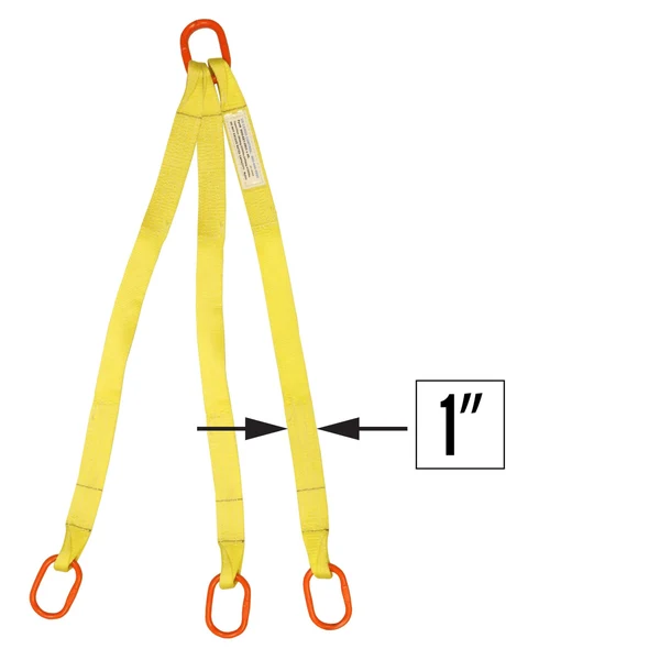 1"x7' (1 ply) Triple Leg Nylon Sling w/ Master Link Both Ends