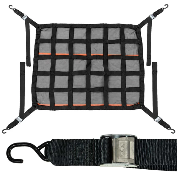42" x 50" Short Bed Pickup Truck Cargo Net with Mesh Lining | Cam Buckles & S-Hooks