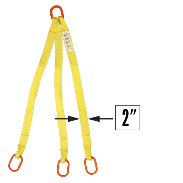 2"x4' (1 ply) Triple Leg Nylon Sling w/ Master Link Both Ends