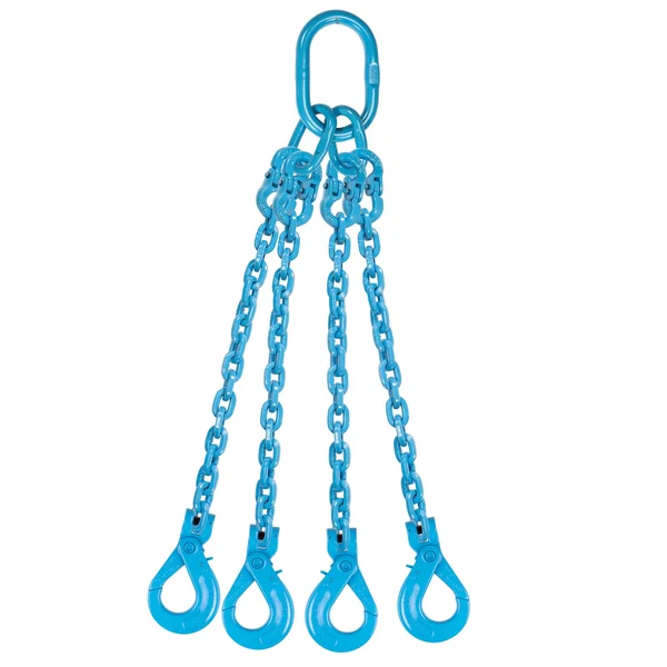 3/8" x 6' Pewag 4 Leg Chain Sling w/ Self-Locking Hooks - Grade 120
