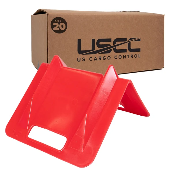 10-2/3" Cargo Corner Guard | 4-1/4" Slot For Strap | Red Plastic | 20-Pack