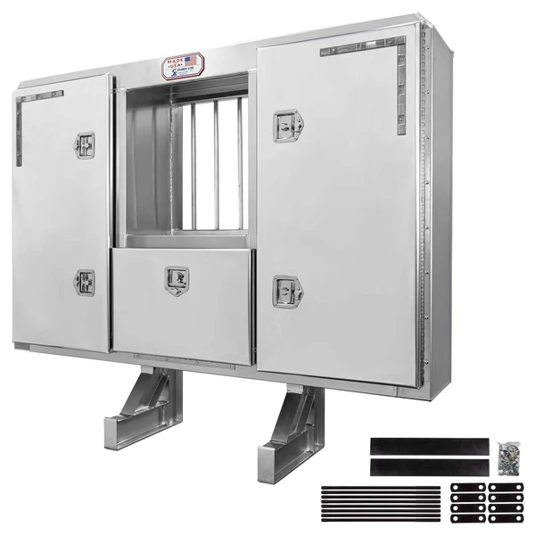 68" x 80" 3-Door Split Enclosed Headache Rack | Bar Window | Straight Frame Mounting Kit