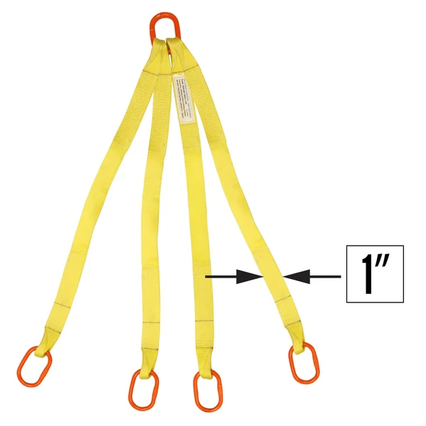1"x14' (2 ply) Quad Leg Nylon Sling w/ Master Link Both Ends