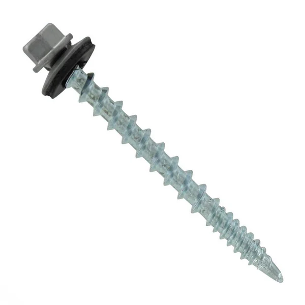 ST Fastening #10 x 2" Kwikseal Woodbinder Metal Roofing Screw - Ash Gray, Pkg 250