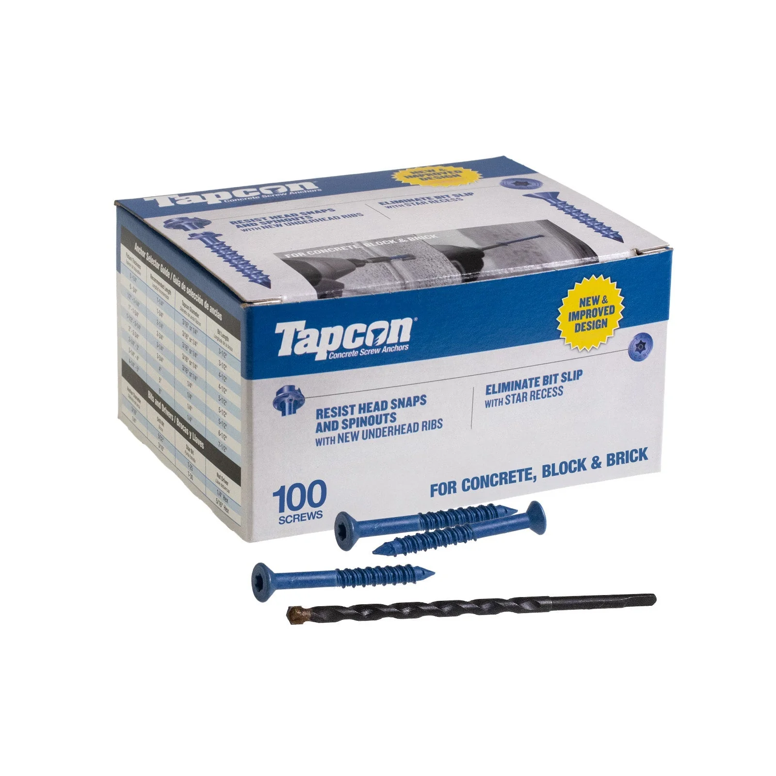Tapcon 1/4" x 1-3/4" Blue Concrete Screw, Star Flat Head - Climaseal | Qty. 100