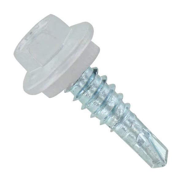 ST Fastening #14 X 7/8" Self-Drilling Maxx Steelbinder Metal Roofing Screw, Hex-Washer Head - Polar White, Qty. 250