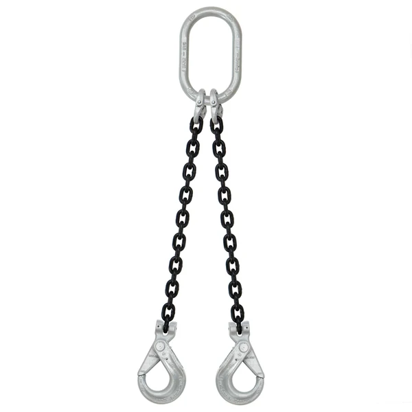5/16" x 3' Domestic 2 Leg Chain Sling with Crosby Self-Locking Hooks - Grade 100