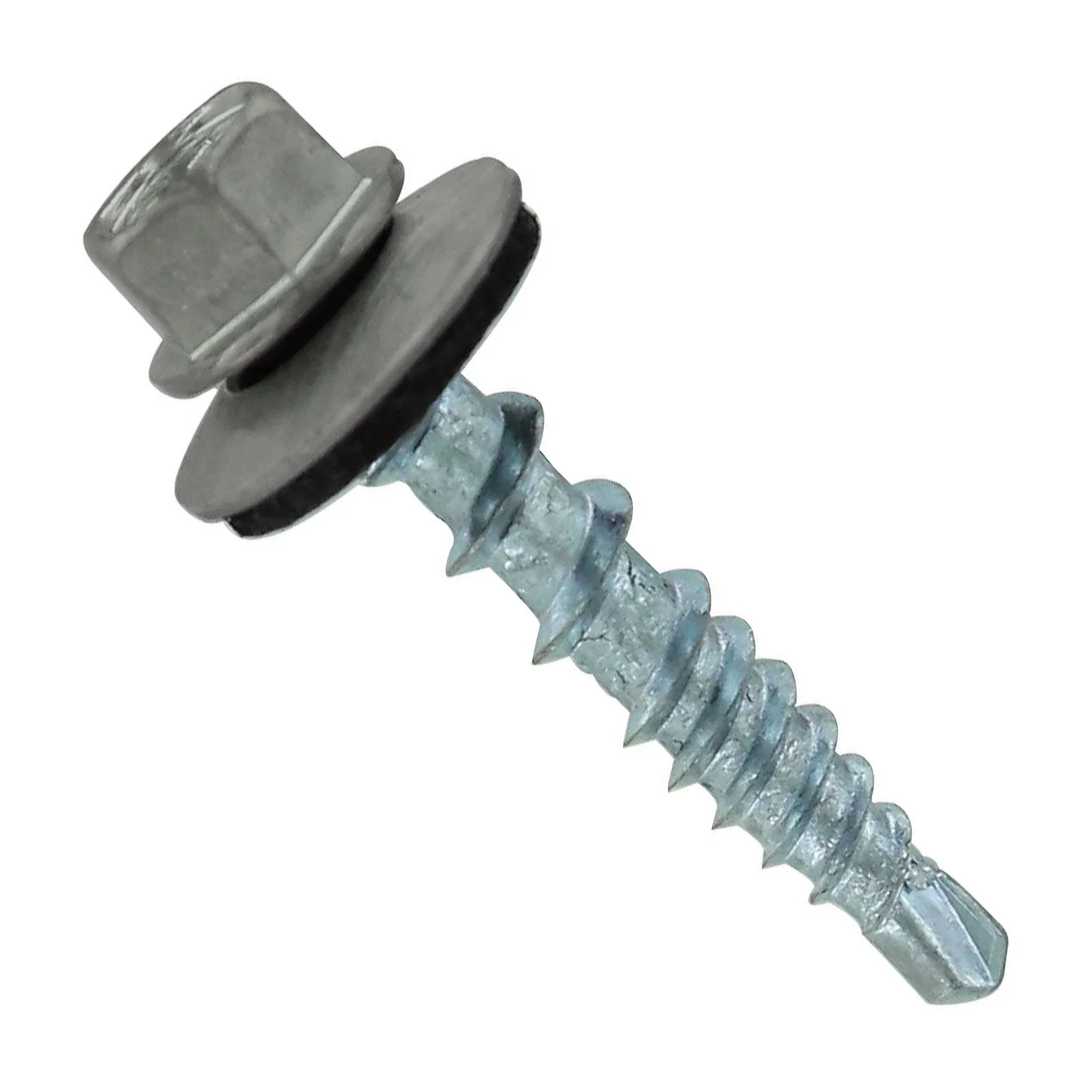 ST Fastening #10 x 1" Kwikseal Woodbinder Metal Roofing Screw - Ash Gray, Pkg 250