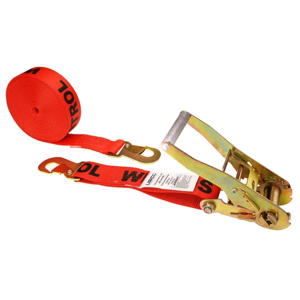 2" x 8' Car Tie Down Ratchet Strap with Flat Snap Hooks | Red