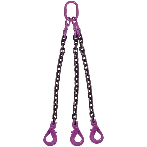 5/8" x 14' 3 Leg Chain Sling w/ Self-Locking Hooks - Grade 100