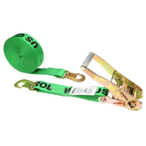 2" x 8' Car Tie Down Ratchet Strap with Flat Snap Hooks | Green