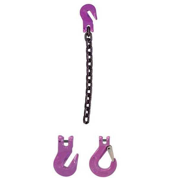 5/16" x 3' Single Leg Chain Sling w/ Grab & Grab Hooks - Grade 100