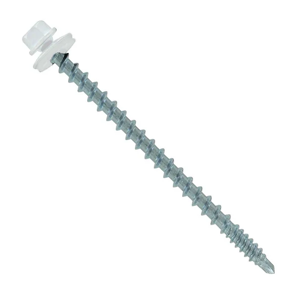 ST Fastening #10 x 3" Kwikseal Woodbinder Metal Roofing Screw - Bright White, Pkg 250