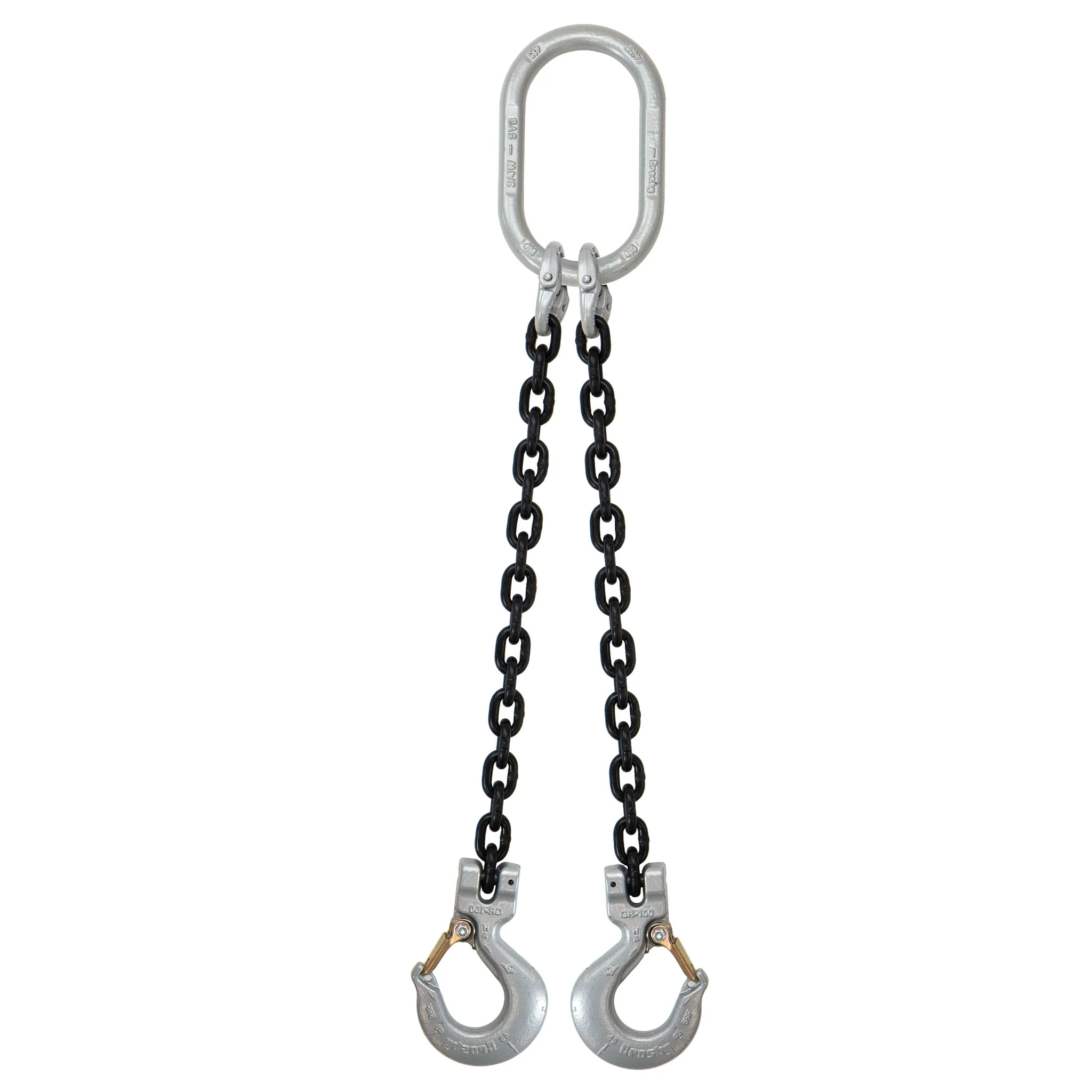 3/4" x 18' Domestic 2 Leg Chain Sling with Crosby Sling Hooks - Grade 100