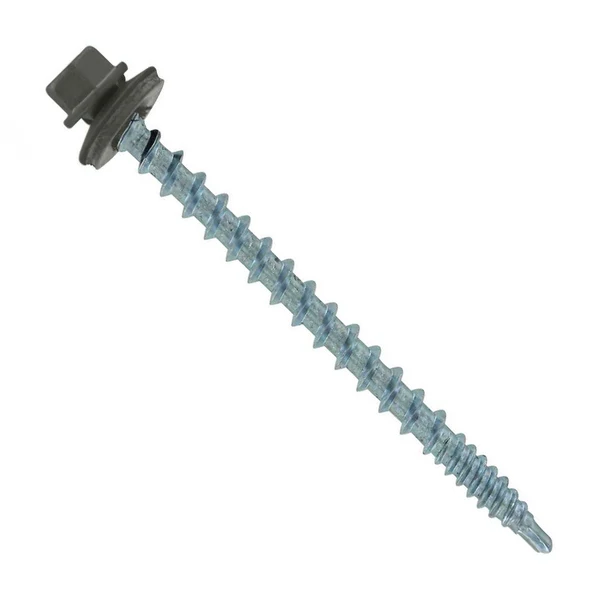 ST Fastening #10 X 2-1/2" Kwikseal Woodbinder Metal Roofing Screw - Burnished Slate, Pkg 250