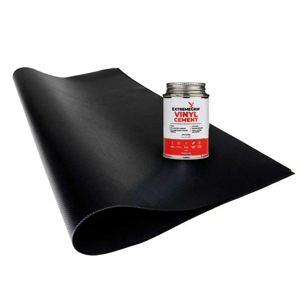 Tarp Repair Kit: 2'x2' Black Tarp Patch and Vinyl Cement