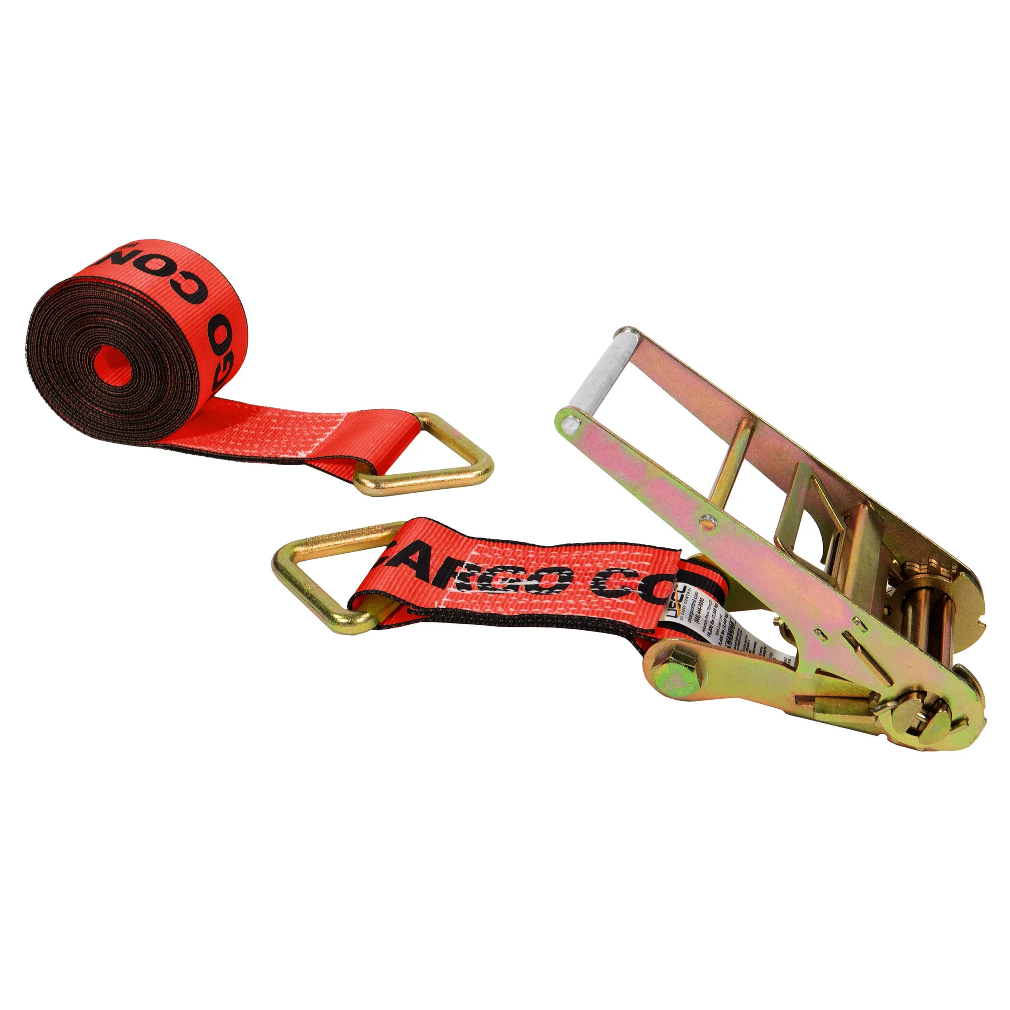 4" x 27' Ratchet Strap with D Rings | Red