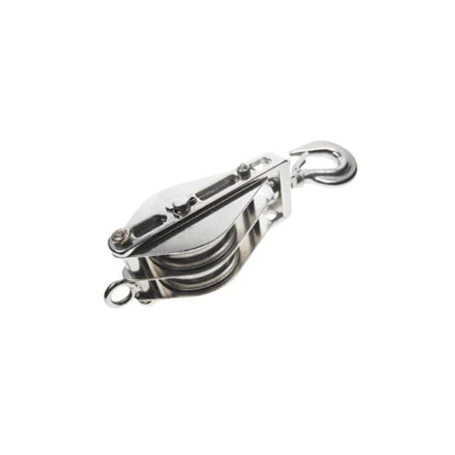 Double Swivel Block w/ Hook & Brass Bushing - 304 Stainless Steel 5/8" x 3"