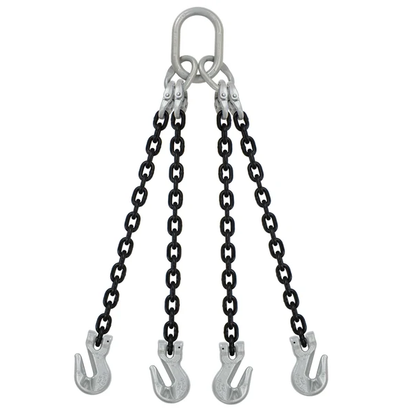 5/16" x 18' Domestic 4 Leg Chain Sling with Crosby Grab Hooks - Grade 100