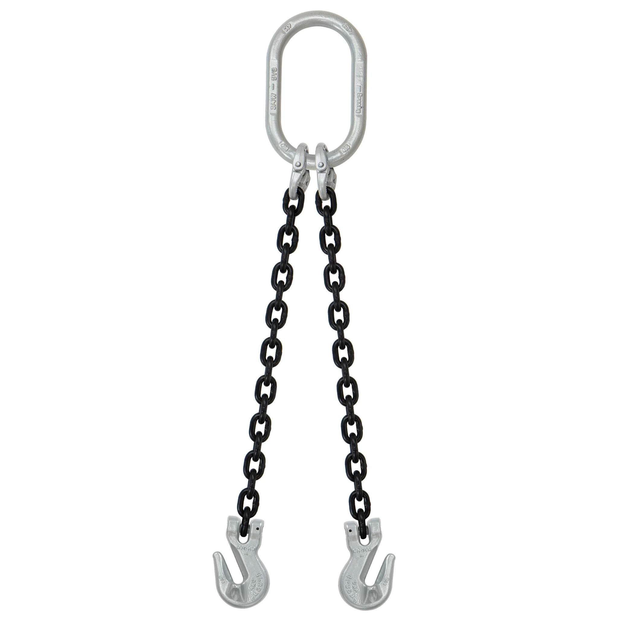 5/16" x 16' Domestic 2 Leg Chain Sling with Crosby Grab Hooks - Grade 100