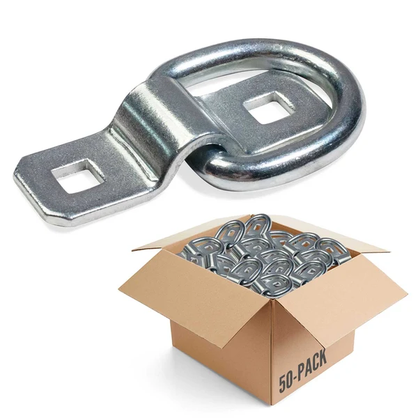 1-1/2" Bolt-On D-Ring with Mounting Bracket - Galvanized - 6,000 lbs. BS | 50-Pack