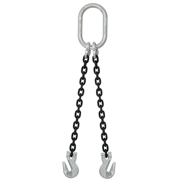 5/16" x 20' Domestic 2 Leg Chain Sling with Crosby Grab Hooks - Grade 100