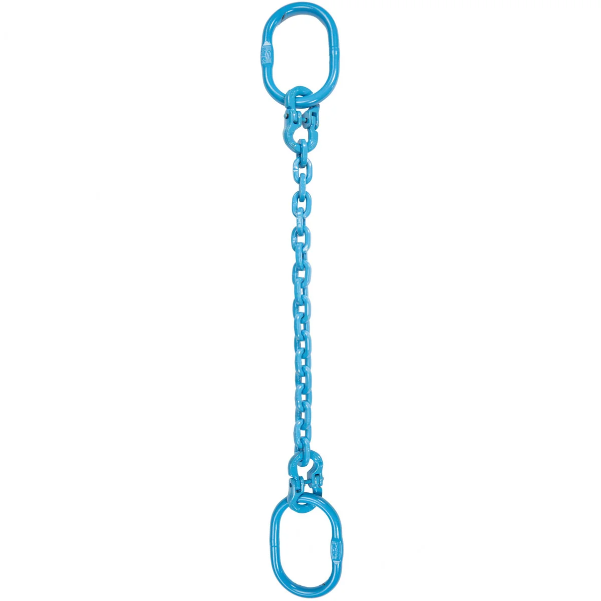 3/8" x 12' Pewag Single Leg Chain Sling w/ Oblong Master Links - Grade 120