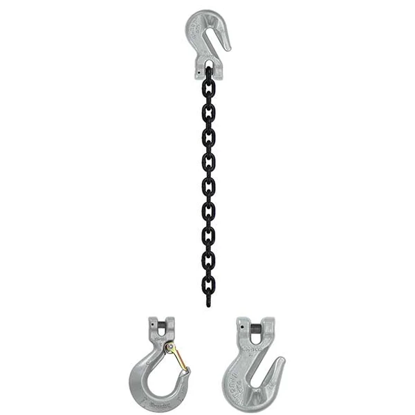 9/32" x 3' Domestic Single Leg Chain Sling with Crosby Grab & Grab Hooks - Grade 100