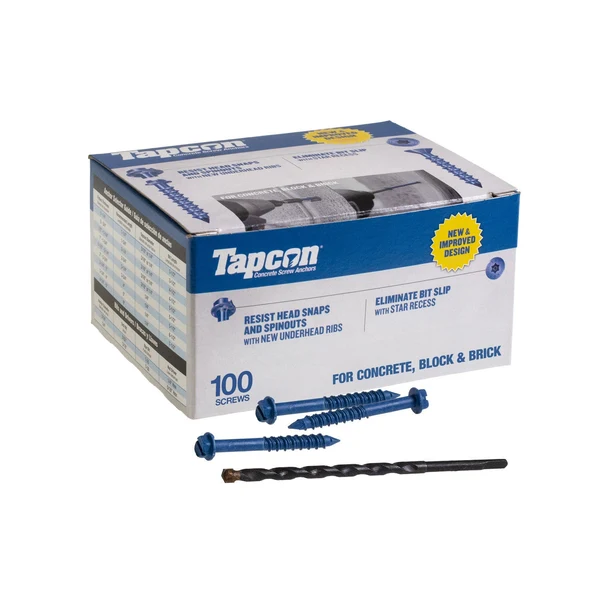 Tapcon 3/16" x 1-3/4" Blue Concrete Screw, Hex Head - Climaseal | Qty. 100