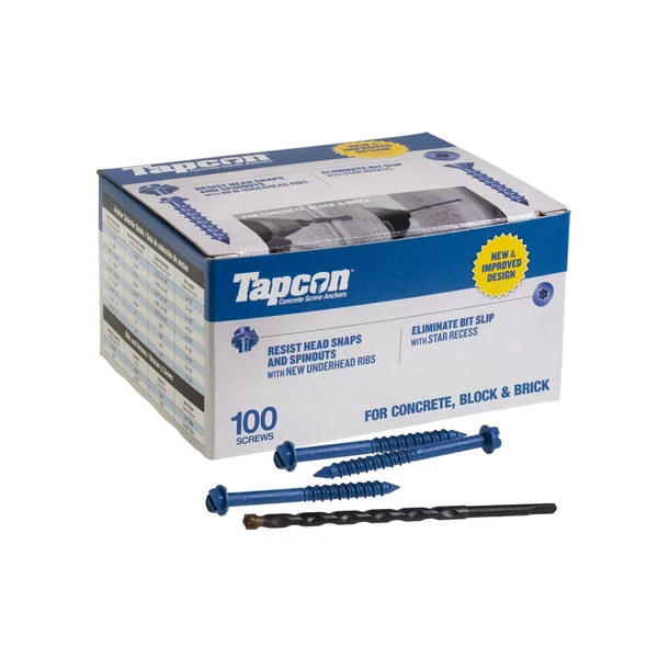 Tapcon 1/4" x 2-3/4" Blue Concrete Screw, Hex Head - Climaseal | Qty. 100