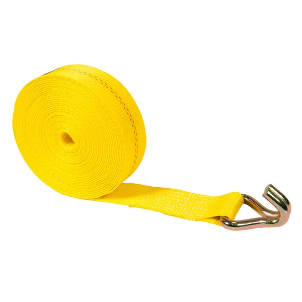 2" x 30' Winch Strap with Wire Hook | Yellow
